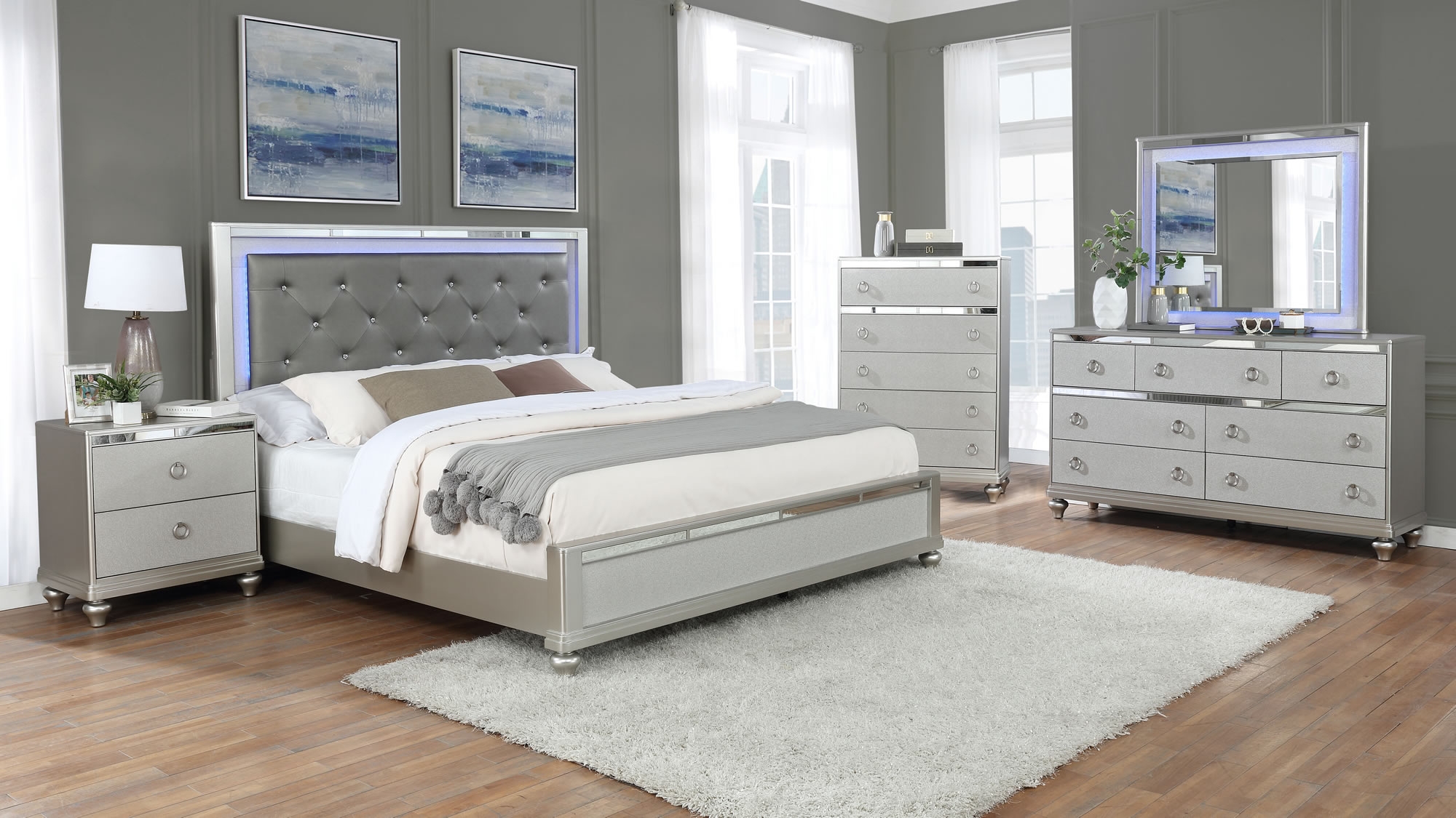 Lifestyle 8321A Grey 4 Piece Queen Panel Bedroom Set