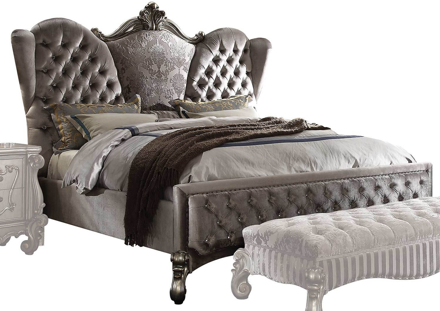 Louis Philippe Eastern King Sleigh Bed in Platinum by Acme Furniture